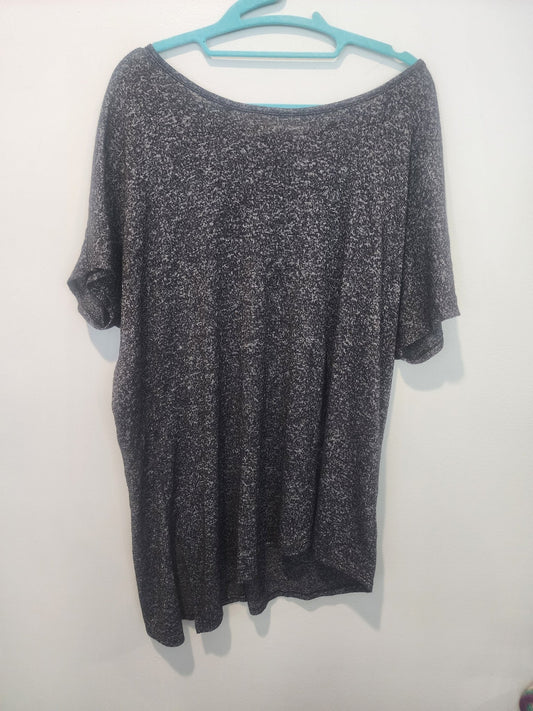 Women's Faded Glory Asymmetrical Shirt heather black short sleeve 16x - I Bought a Yard Sale