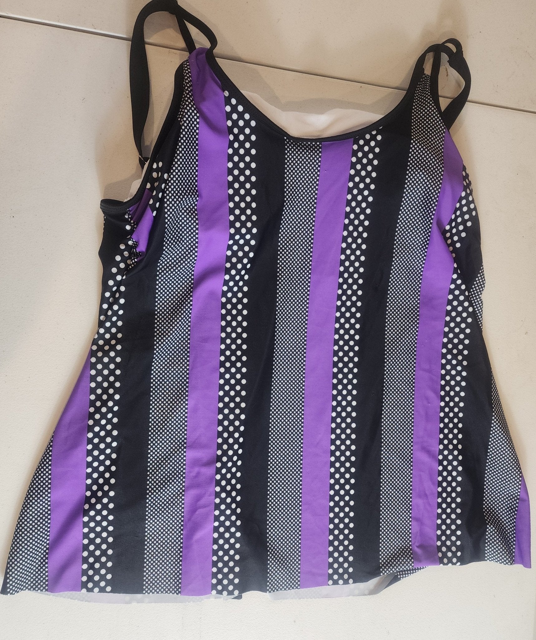 Women's Plus Size Swimsuit 18 - 20 Purple Black White - I Bought a Yard Sale