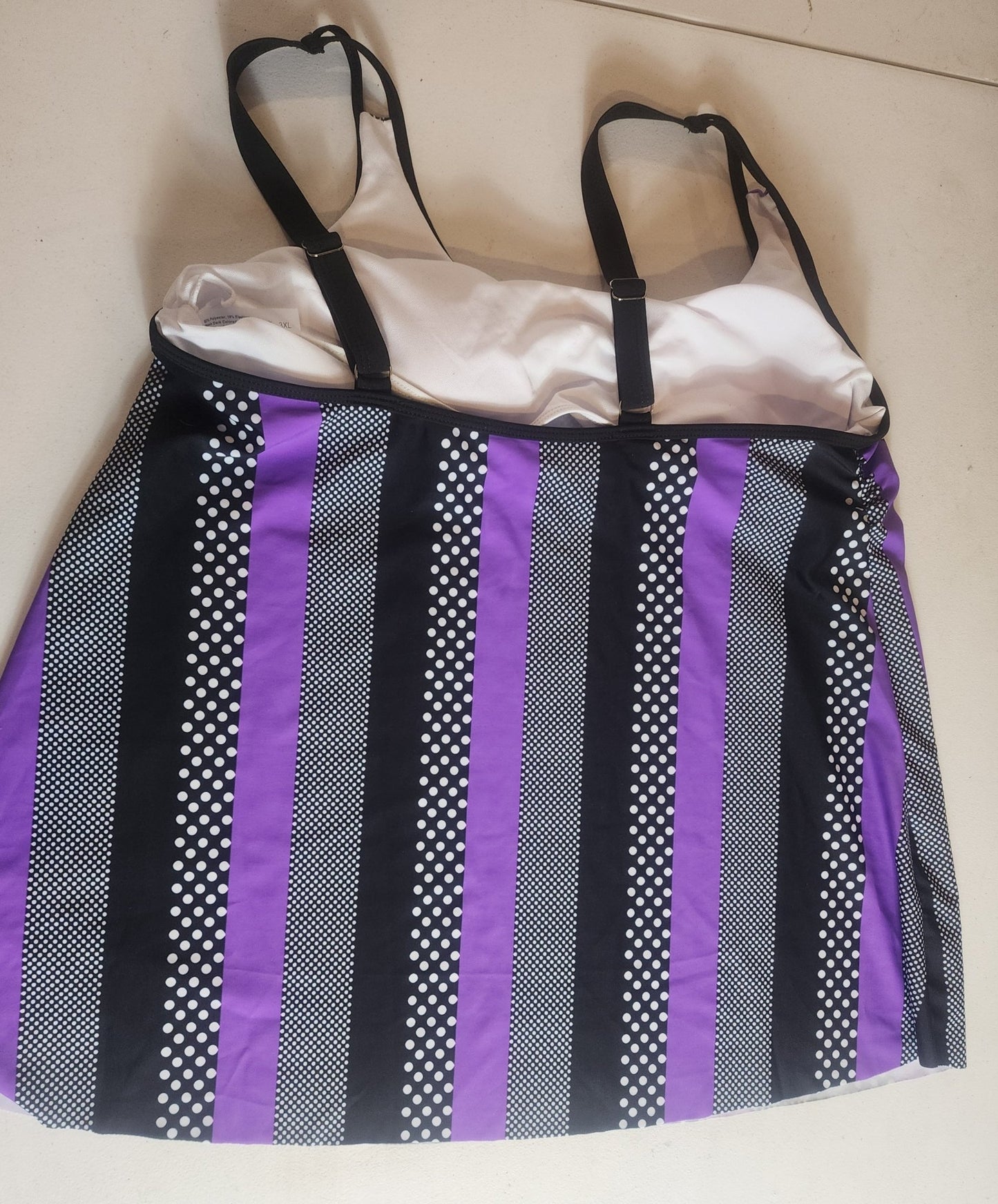 Women's Plus Size Swimsuit 18 - 20 Purple Black White - I Bought a Yard Sale