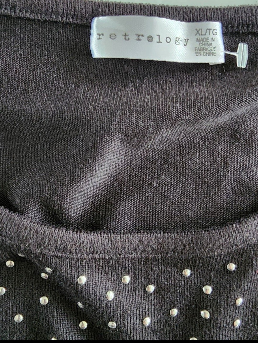 Women's Retrology Black Sweater with Gold beads XL - I Bought a Yard Sale