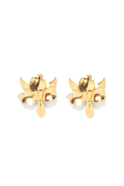 Women's Tiny Golden Orchid Earrings - I Bought a Yard Sale