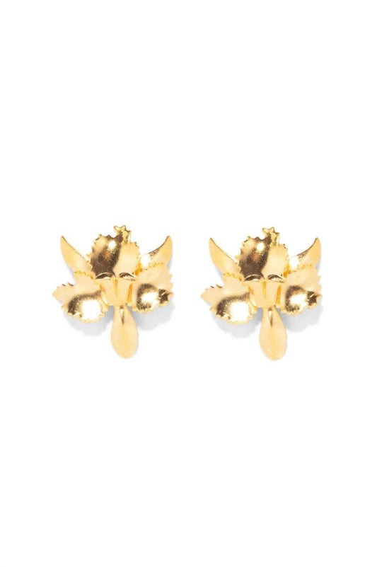 Women's Tiny Golden Orchid Earrings - I Bought a Yard Sale