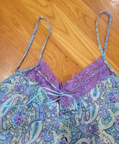 Women's XL Night gown by Secret Treasures Paisley design purple blues green - I Bought a Yard Sale