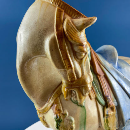 XL Chinese Style Guardian Foo Dog. Glazed Gold & Beige Standing Statue of Animal. Symbolic of Protection. Ethnic Home Art Decor. - I Bought a Yard Sale